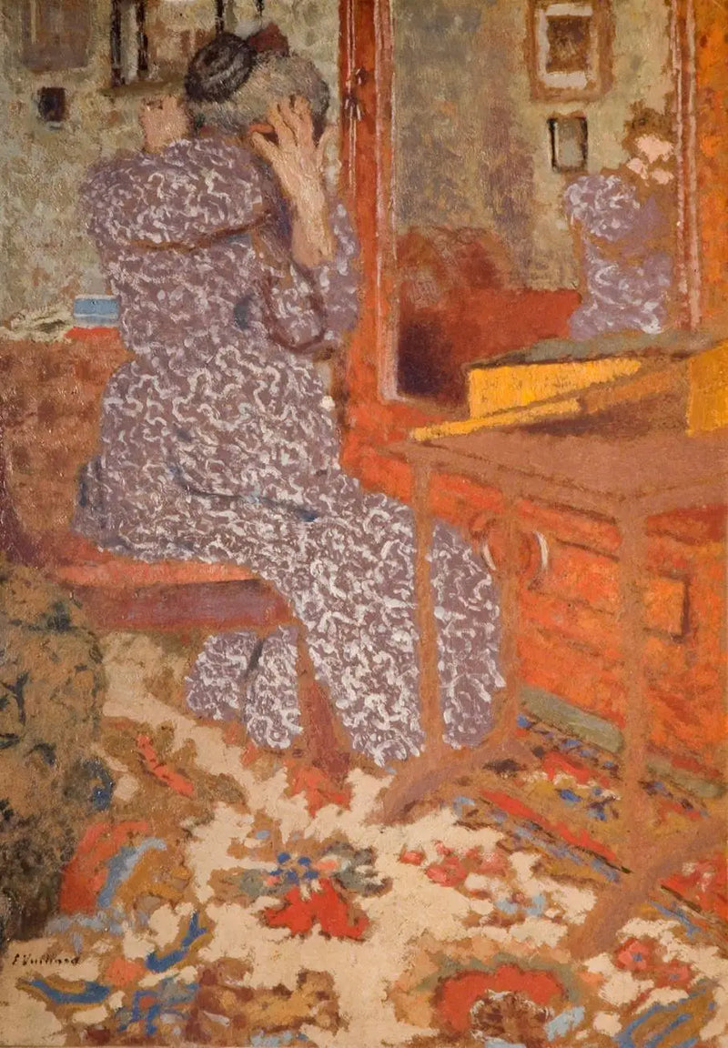 Madame Vuillard saçlarını tararken - Édouard Vuillard