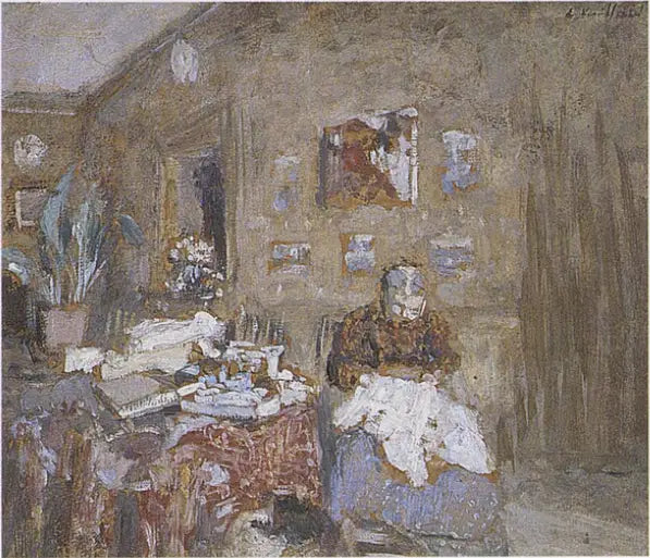 Madame Vuillard dikiş yaparken - Édouard Vuillard