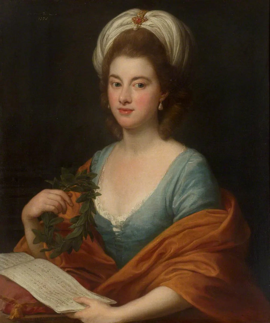 Mademoiselle Frances Lyde Browne müzik tutkusuyla ve taçla - Pompeo Batoni