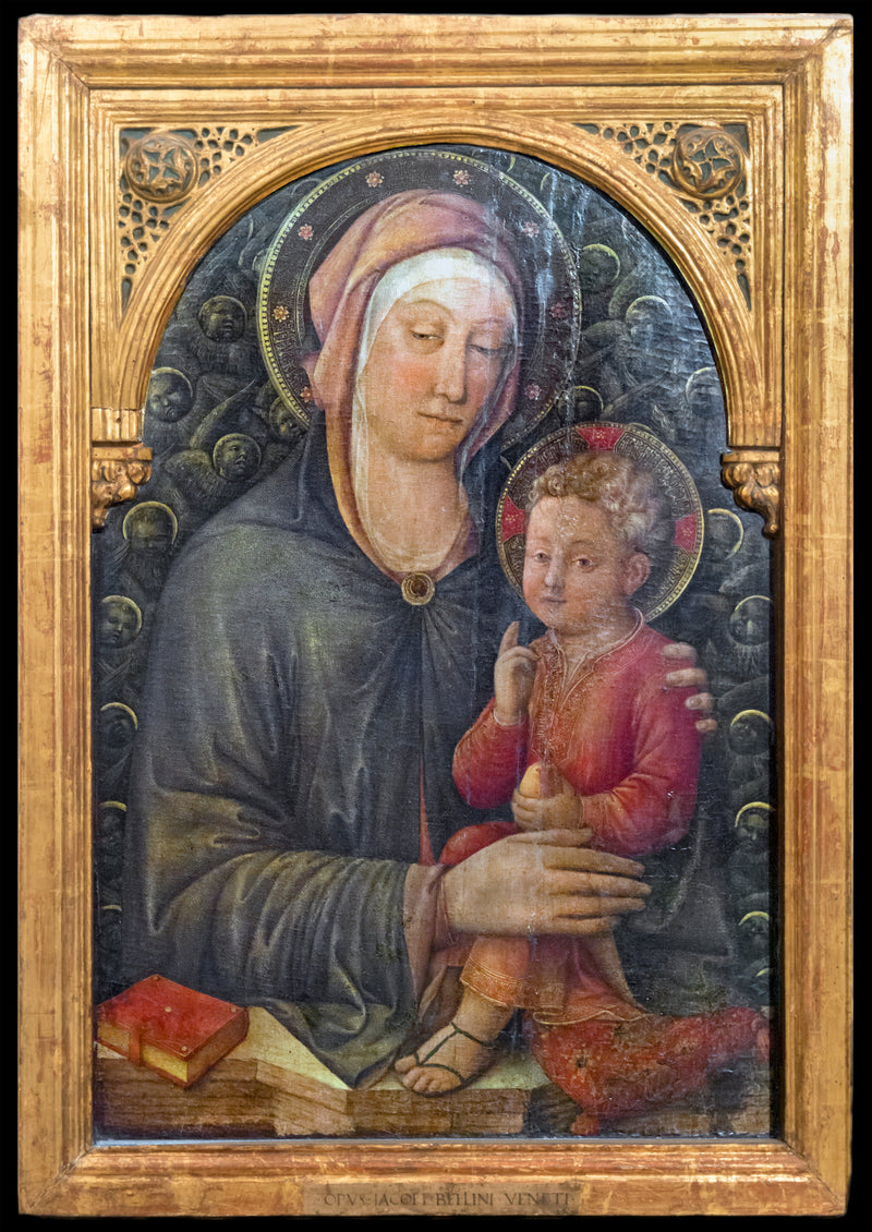İsa Mesih'in kutsayan elini tutan Madonna - Iacopo Bellini