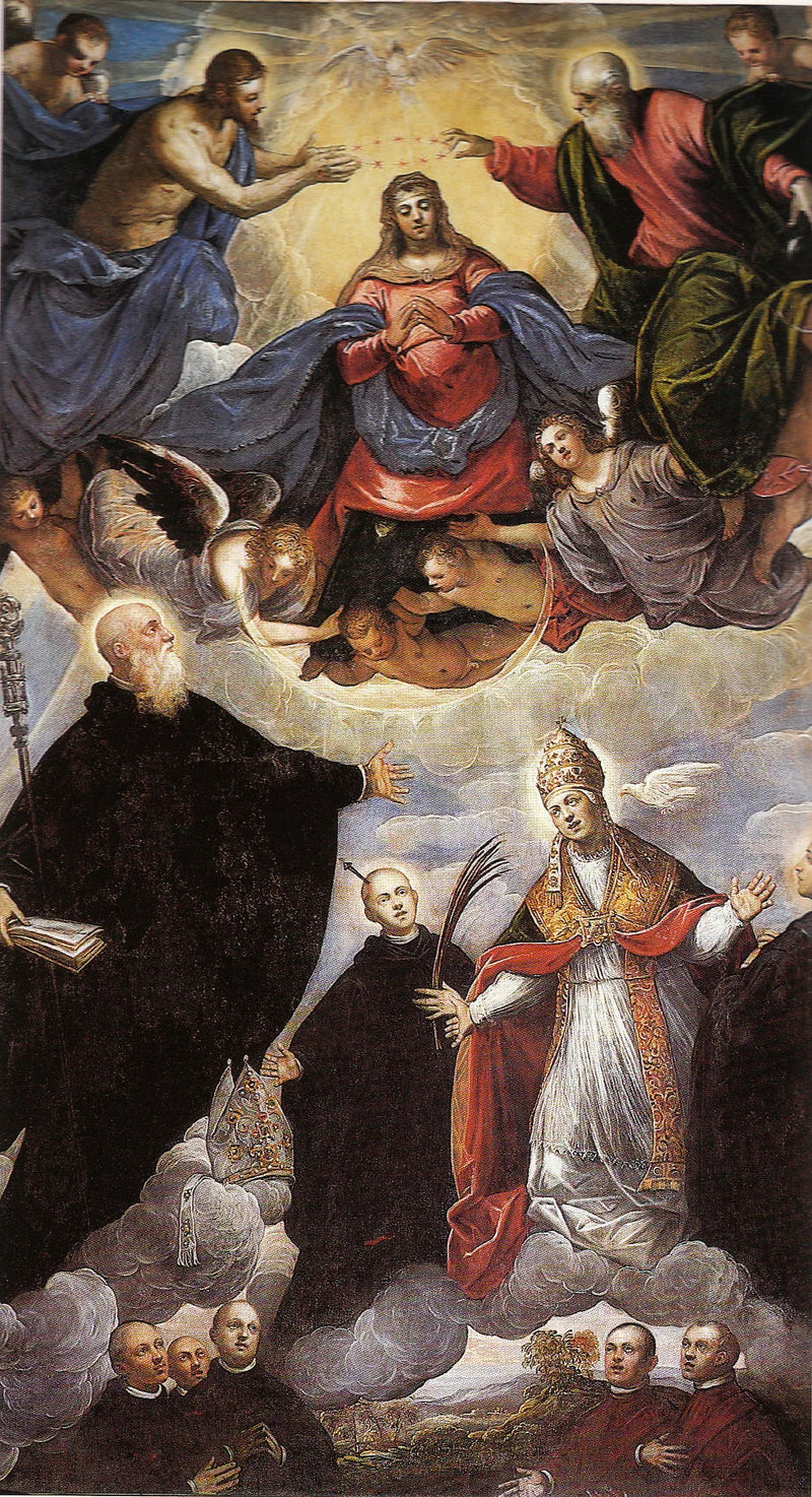 Madone taçlandırılmış Aziz Benediktinler arasında - Jacopo Tintoretto