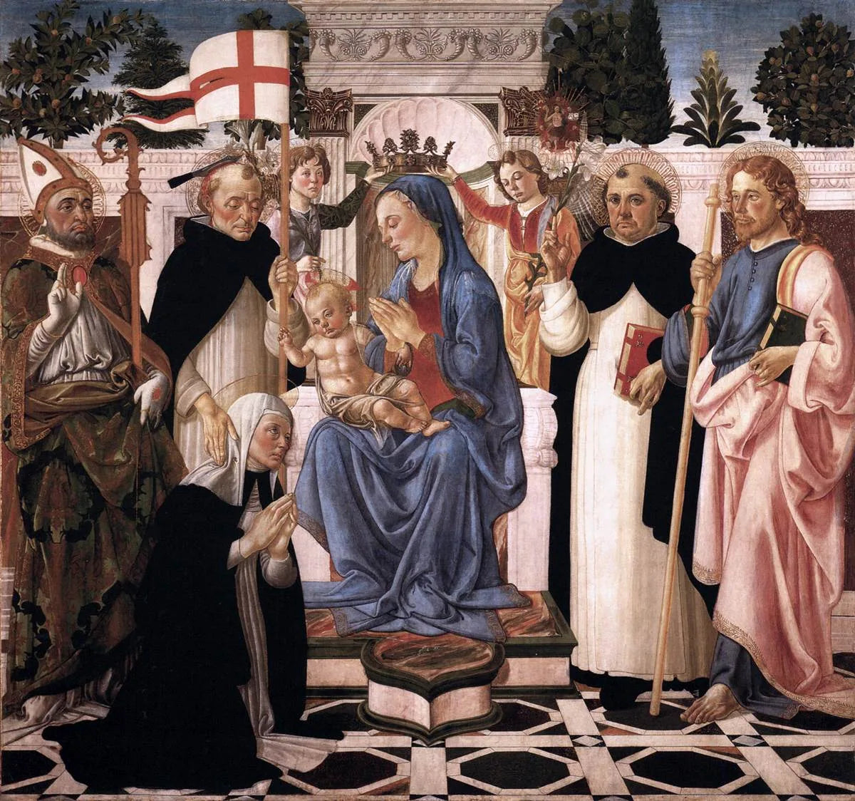 Madonna and Child with Five Saints and Two Angels - Andrea del Verrocchio image 1 copie de tableau peinte à la main