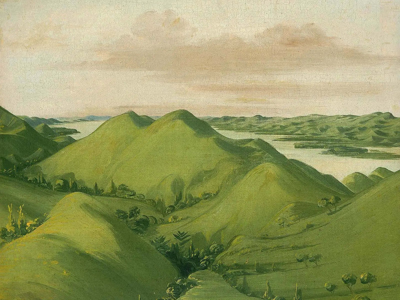 Muhteşem oturmuş kayalıklar, Saint-Louis'in 177 km üzerinde - George Catlin