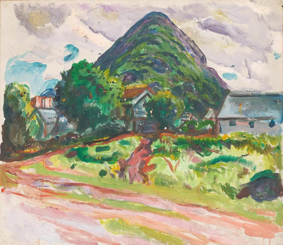 ev ve dağlar arka planda - Edvard Munch