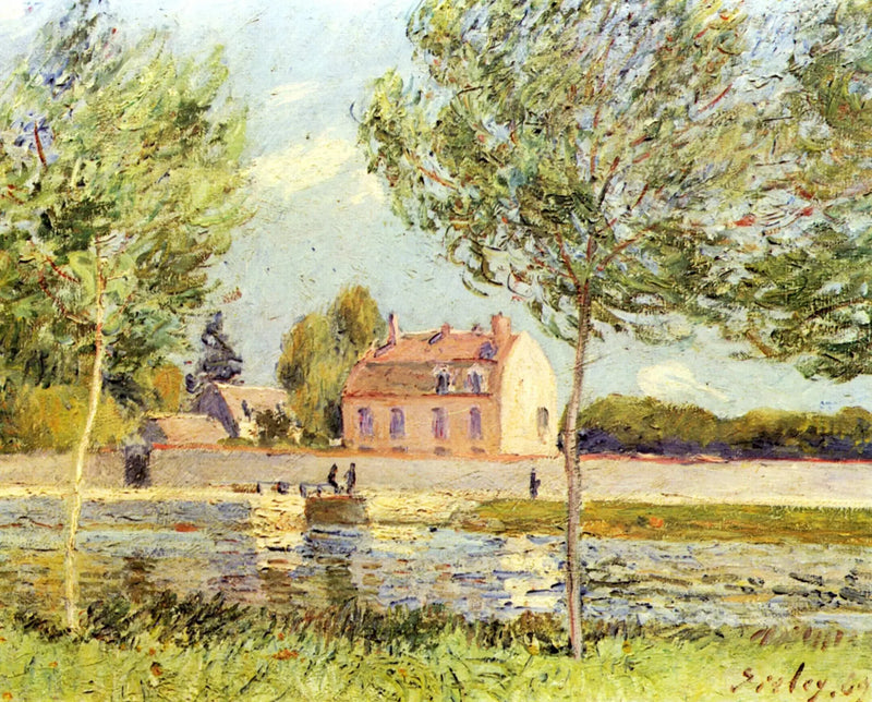 Loing kıyısındaki evler - Alfred Sisley