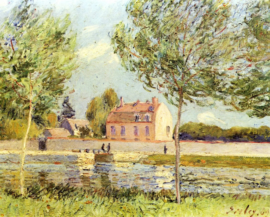 Loing kıyısındaki evler - Alfred Sisley
