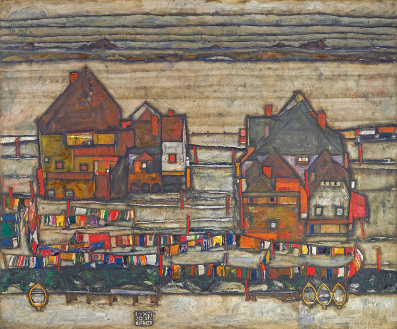 Renkli Çamaşırlarla Evler - Egon Schiele