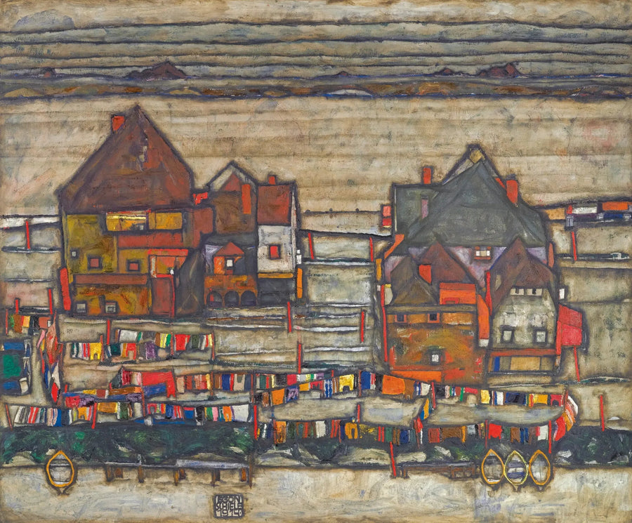 Renkli Çamaşırlarla Evler - Egon Schiele