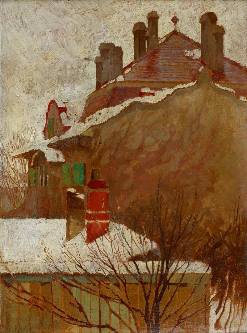 Kışta Evler (stüdyodan görünüm) - Egon Schiele