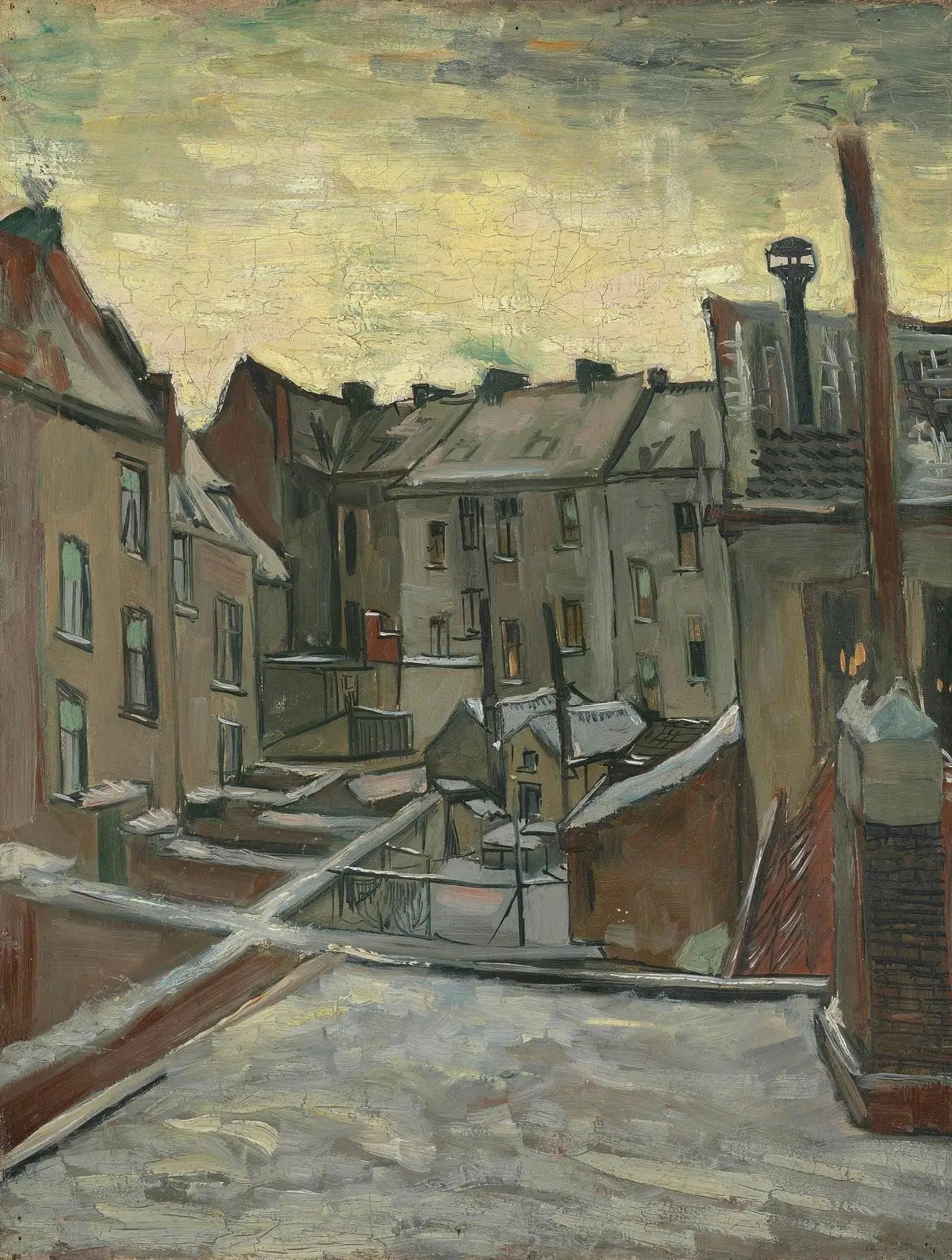 Reproduction du tableau « Maisons vues de l'arrière - Vincent van Gogh » par Alpha Reproduction en peinture à l’huile