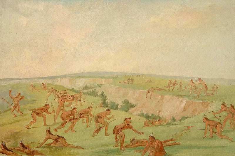 Mandan saldırganı Arikara grubuna - George Catlin