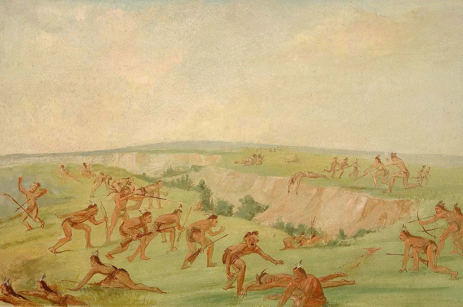 Mandan saldırganı Arikara grubuna - George Catlin
