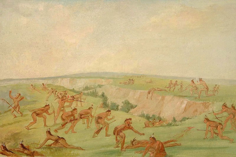 Mandan saldırganı Arikara grubuna - George Catlin