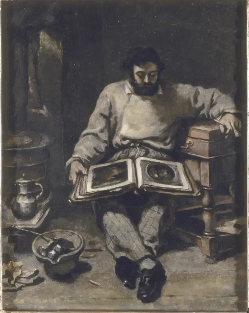 Marc Trapadoux bir gravür kitabını inceliyor - Gustave Courbet