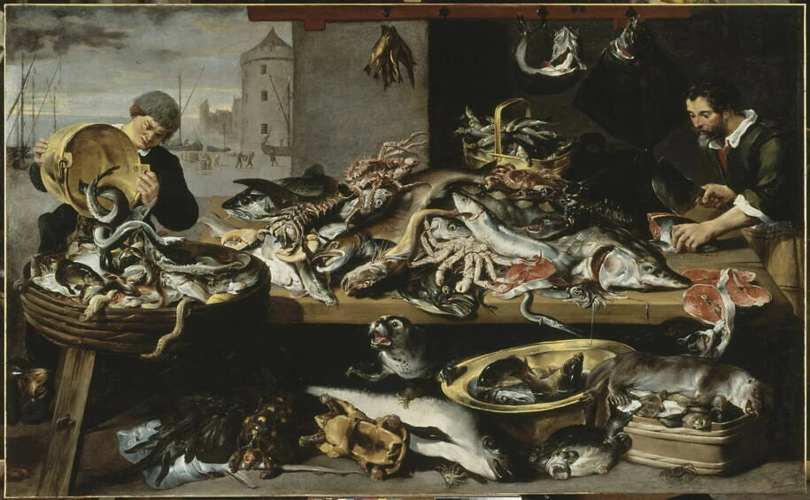 Marchands de poissons à leur étal - Pays-Bas du Sud