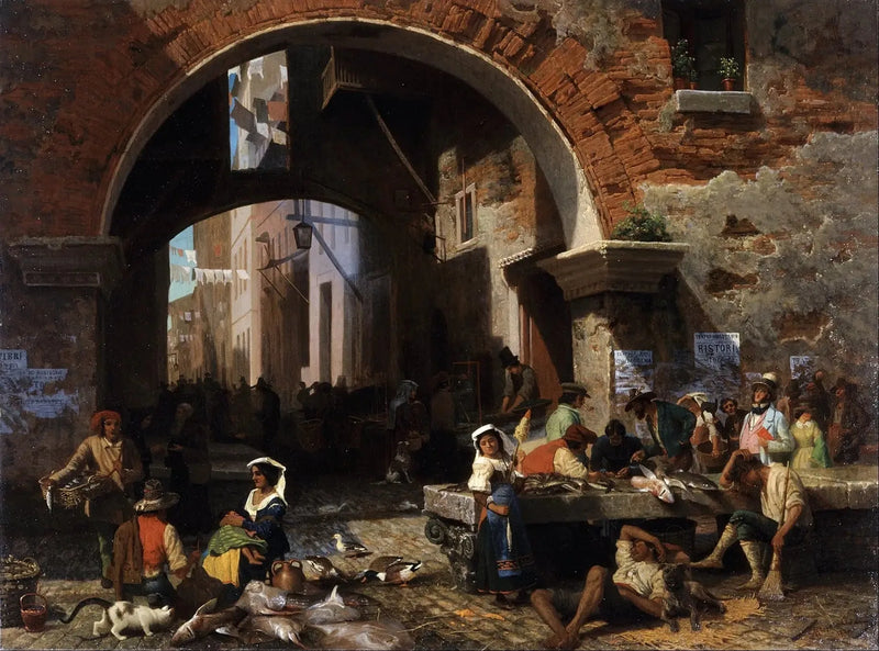 Roma Balık Pazarı. Octave Kemeri - Albert Bierstadt