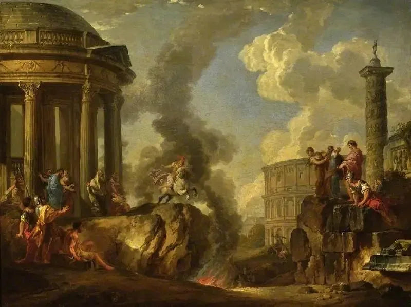 Marcus Curtius Körfez'e Atlayan - Giovanni Paolo Panini