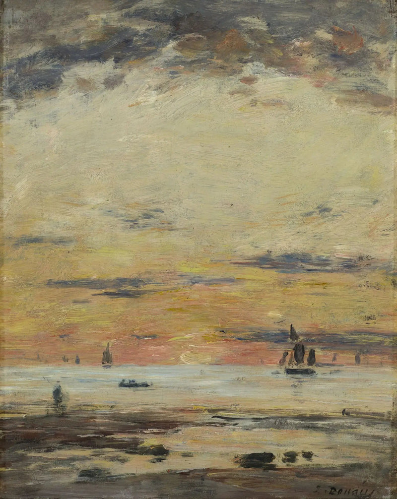 Alçalan Gelgit Gün Batımı - Eugène Boudin