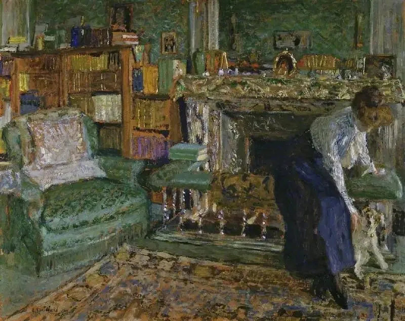 Marguerite Chapin evinde köpeğiyle - Édouard Vuillard