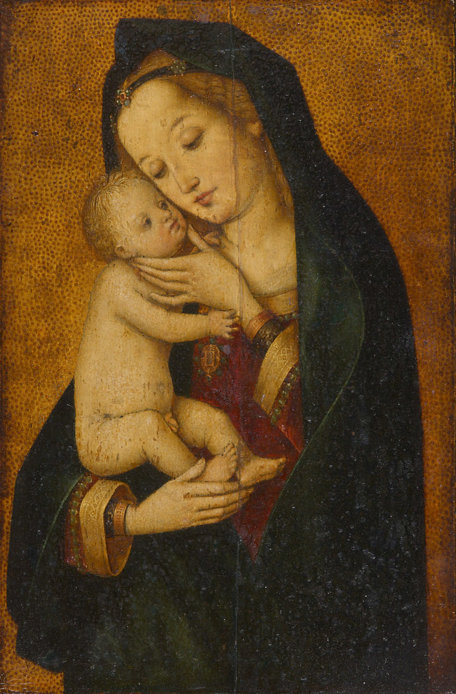 Maria, das Kind liebkosend - Hans Holbein the Elder image 1 copie peinte à la main à l’huile