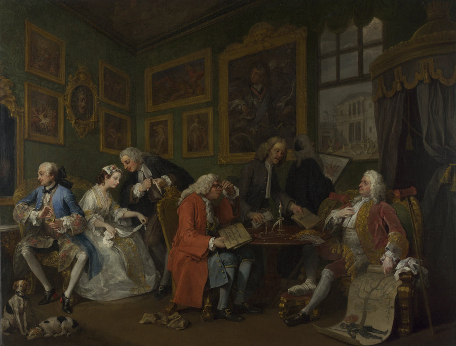 Mariage à la mode : 1, Le règlement du mariage - William Hogarth