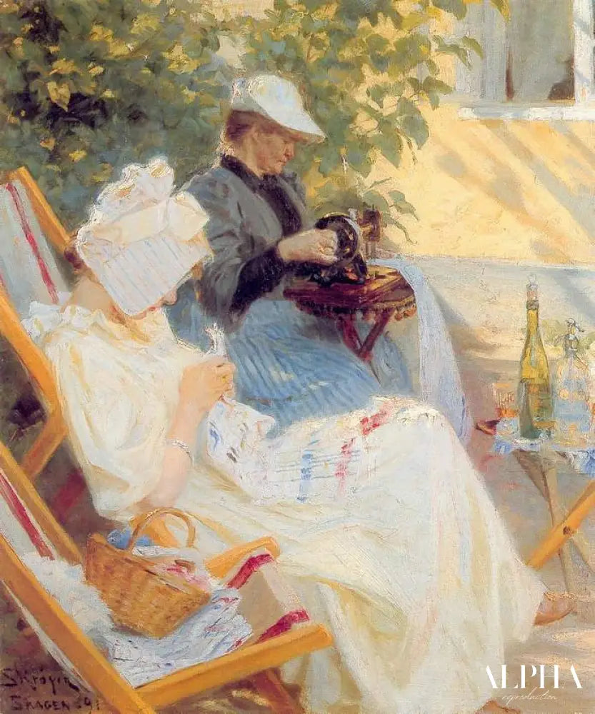 Marie and Her Mother in the Garden - Peder Severin Kroyer - Reproductions de tableaux et peintures haut de gamme