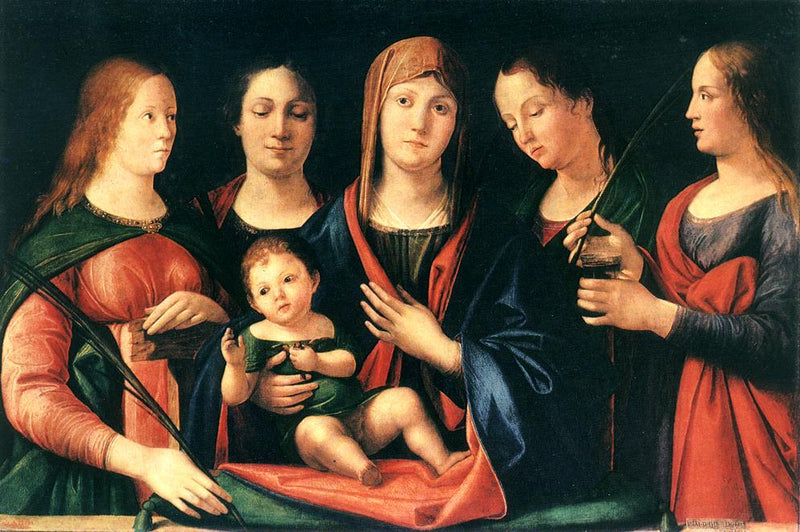 Marie ve Çocuk ile Azize Meryem-Magdalena ve Azize Catherine - Alvise Vivarini