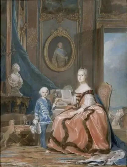 Marie-Josèphe de Saxe ve Bourgogne Dükü, Versailles'teki dairesinde - Maurice-Quentin de La Tour