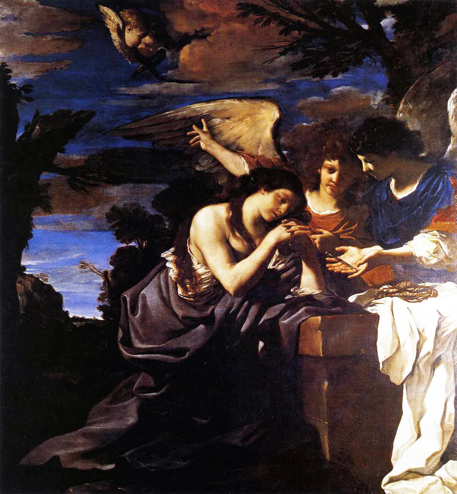 Marie Madeleine ile iki melek - Guercino