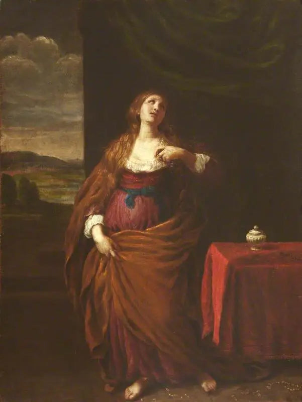 Guido Reni - Marie-Madeleine Tamamen Uzun Duruyor ve Ötesinde Geniş Bir Manzaraya Bakıyor