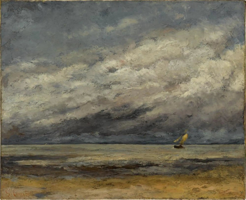 Fırtına Yaklaşırken Yelkenliyle Deniz Manzarası - Gustave Courbet