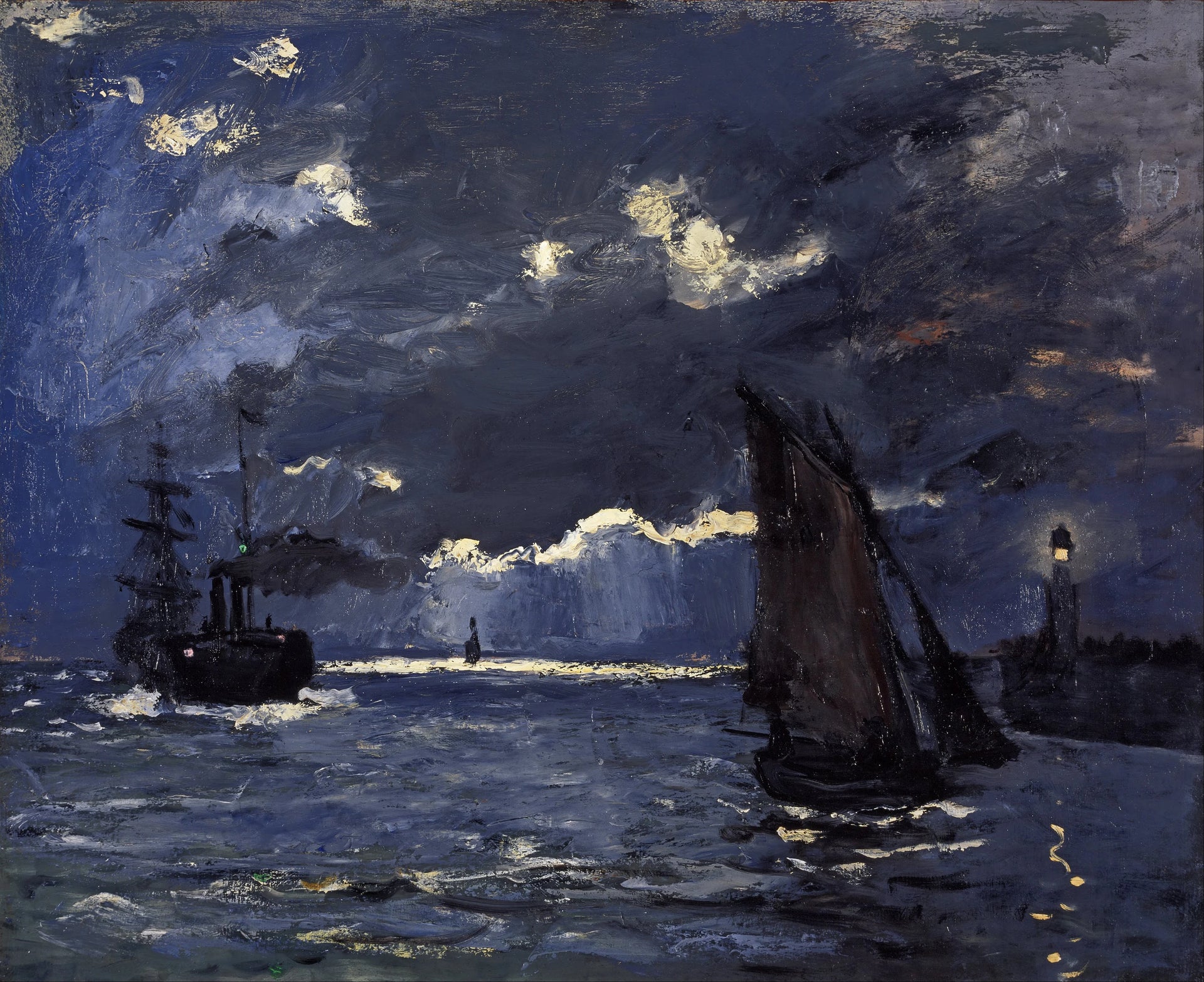 Marine, effet de nuit W71 par Claude Monet, vers 1864, National Galleries of Scotland