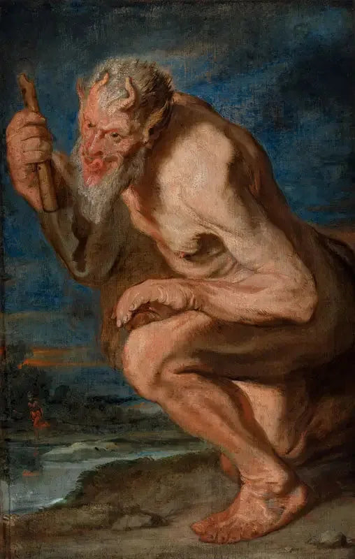Marsyas diz çökerek flüt tutuyor - Antoine van Dyck