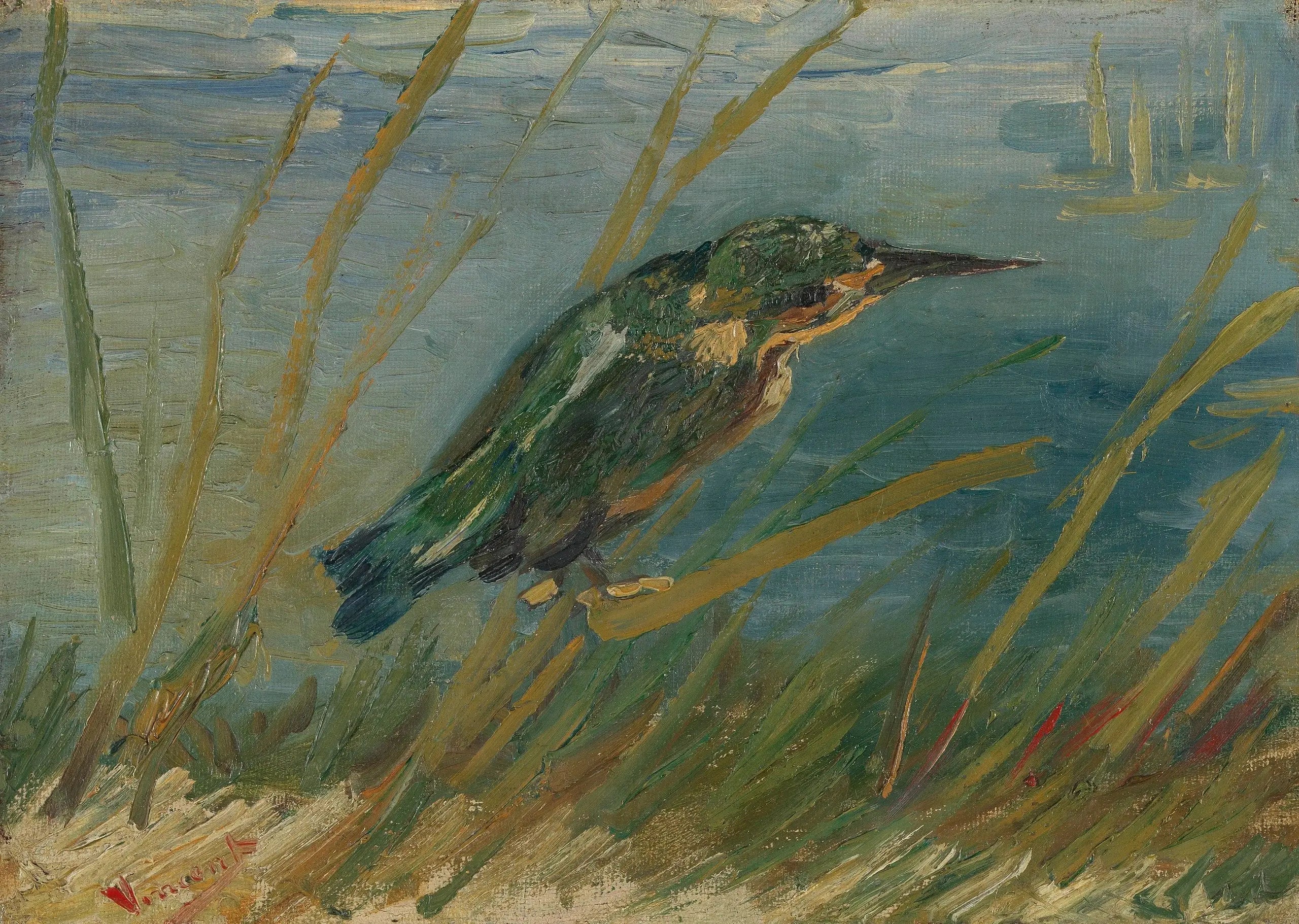 Martin-pêcheur au bord de l'eau - Vincent van Gogh image 1 reproduction artisanale de tableau