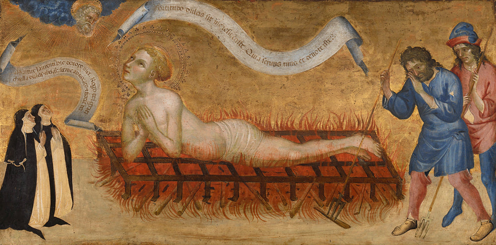 Martyre de Saint Laurent avec deux nonnes bénédictines - Giovanni di Paolo - Alpha Reproduction