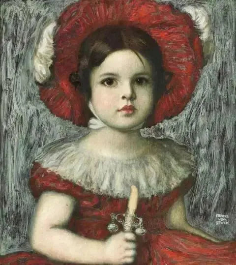 Mary, sanatçının kızı, kırmızı şapka - Franz Von Stuck