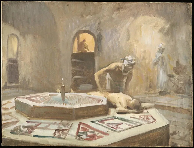 Halka açık bir hamamda masaj - John Singer Sargent