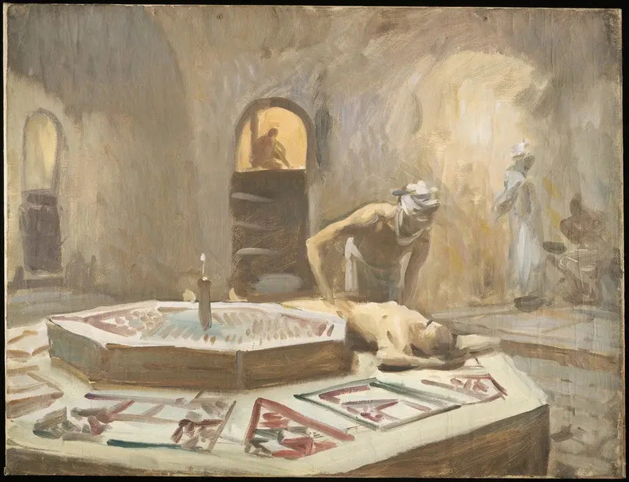Halka açık bir hamamda masaj - John Singer Sargent