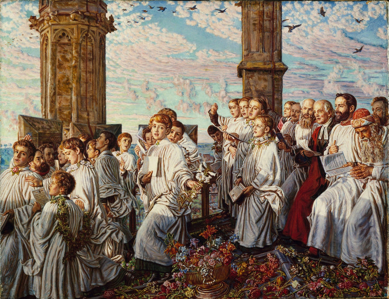 Mayıs sabahı Magdalen College Kulesi'nde, Oxford, eski yıllık tören - William Holman Hunt