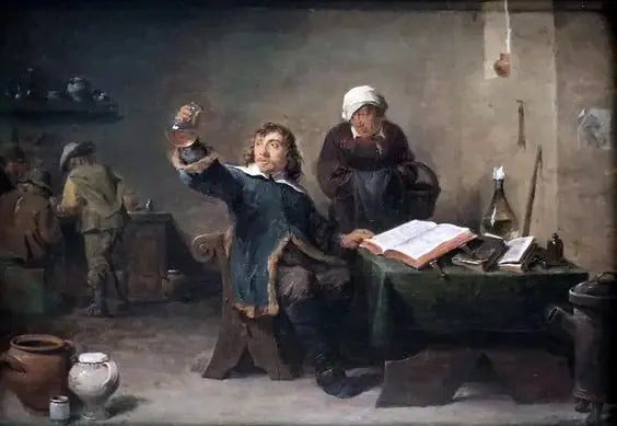 Köy doktoru idrar örneği inceliyor - David Teniers le Jeune