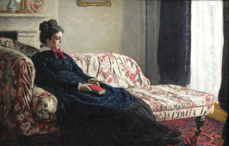Meditasyon. Madame Monet kanepede W163 - Claude Monet