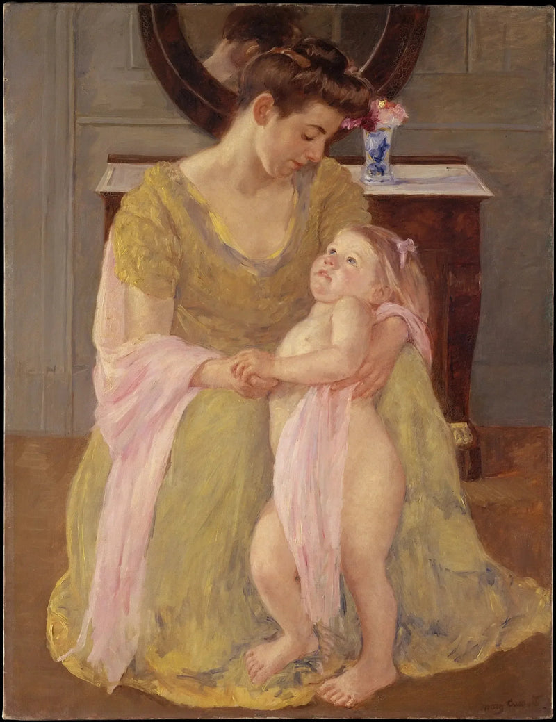 Pembe Şal ile Anne ve Çocuk - Mary Cassatt