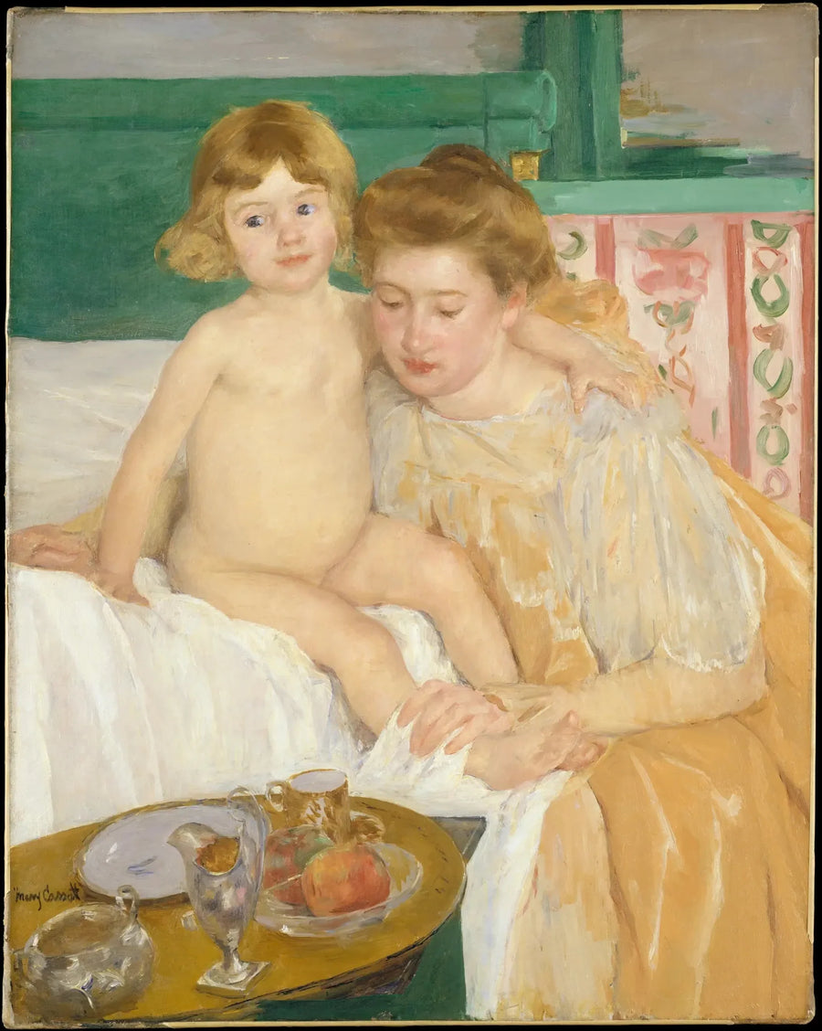 Anne ve çocuk (uykusundan uyanan bebek) - Mary Cassatt
