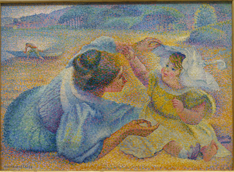 Anne çocukla oynuyor - Henri-Edmond Cross