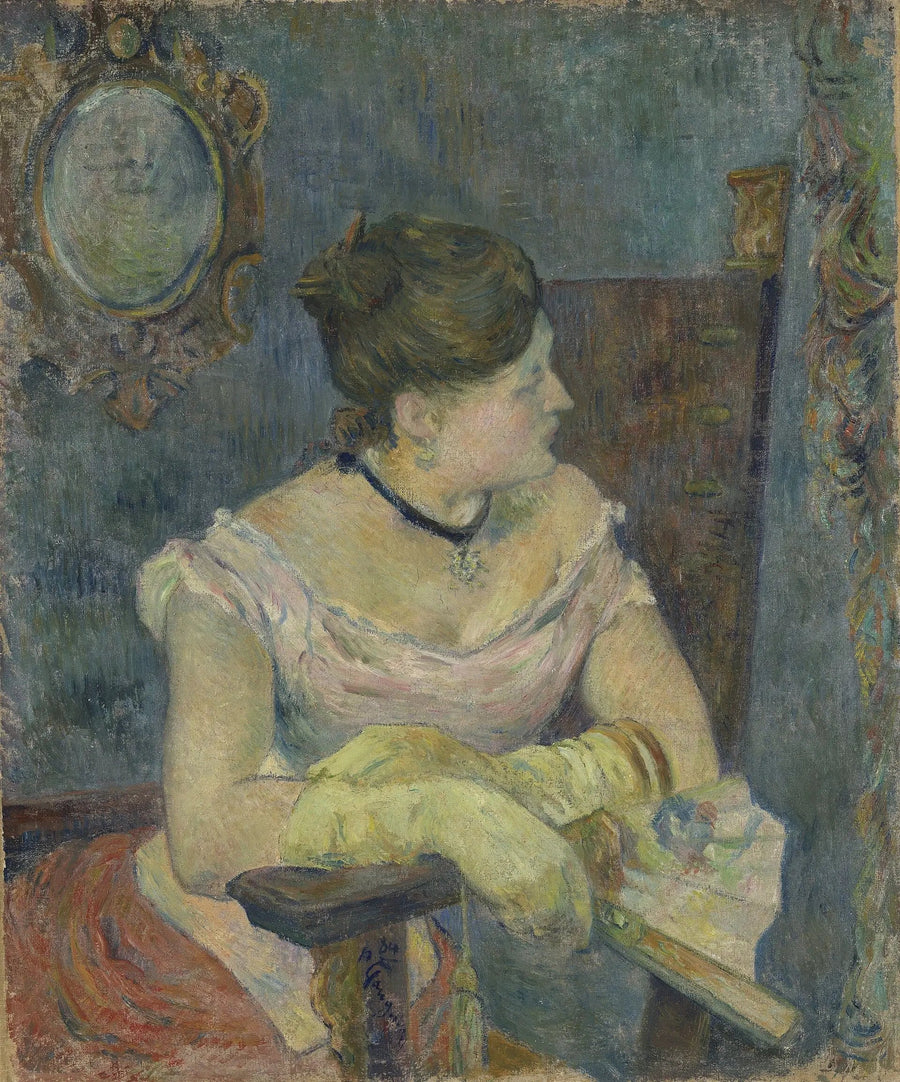 Akşam elbisesi giymiş Mette Gauguin - Paul Gauguin