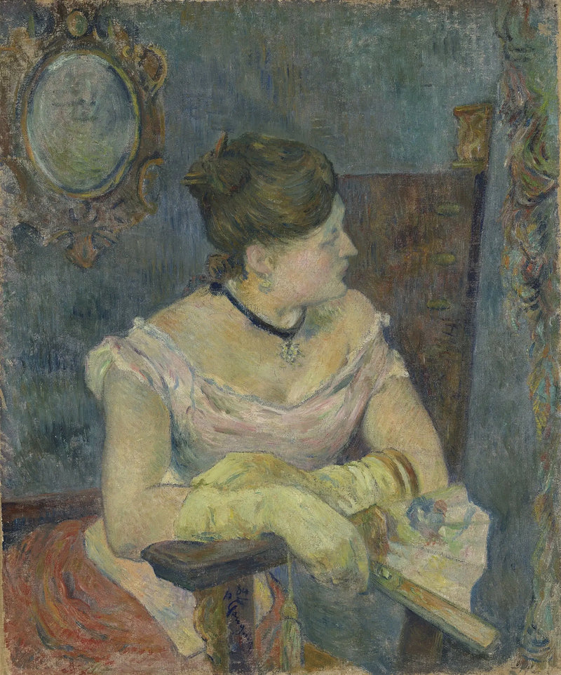 Akşam elbisesi giymiş Mette Gauguin - Paul Gauguin