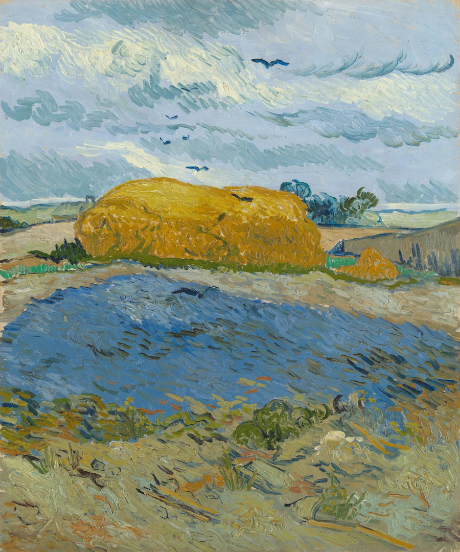 Yağmurlu bir gökyüzü altında saman balyaları - Vincent van Gogh