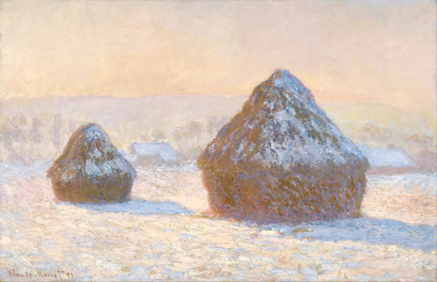 Değirmen taşları, kar etkisi, sabah - Claude Monet