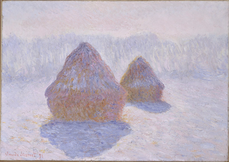 Taşlama taşları, kar ve güneş etkisi W1279 - Claude Monet