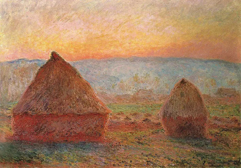 Giverny'deki Les Meules, güneşin batışı W1213 - Claude Monet
